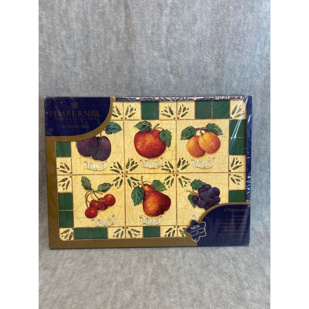 Pimpernel Premier Collection Fruit Art Table Placemats Set‎ of 4 New Resistant